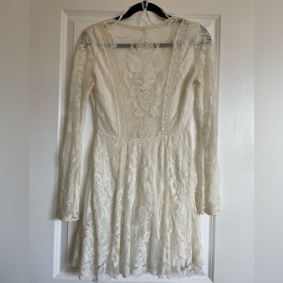 Free People Long Sleeve Lace Dress in White - Picture 8 of 14